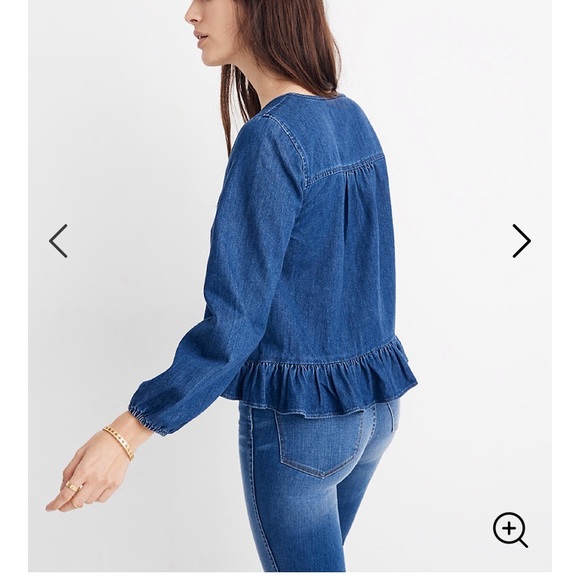 Denim Ruffle Top - Picture 2 of 12